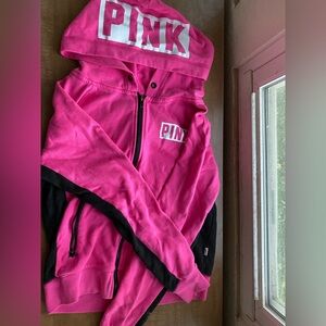 Pink and Black Zip-Up Hoodie